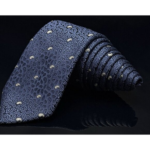 Donald J Trump Tie Signature Collection Blue Paisley Necktie Silk 59